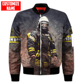 Men bomber jacket Customize Name Brave Firefighter 3D Printed winter zipper Jacket casual unisex Harajuku Streetwear coat FX-07